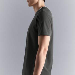 Camisetas personalizadas 100% algodón de alta calidad, estilo ringer azul liso para hombre, servicio OEM ODM, camisetas de algodón de color sólido. - Product Image 5