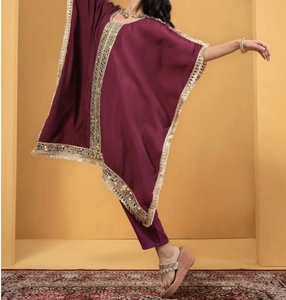 Women's Ethnic Indian/Pakistani Style <b>Kaftan</b> Set with Batwing Sleeves Regular Fit Polyester Material for Party & Wedding Wear - Product Image 1