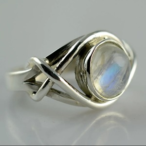Rainbow Moonstone <b>Ring</b> 925 Sterling Silver Handmade Statement Promise <b>Ring</b> for Women Boho Round June Birthstone Jewelry - Product Image 1