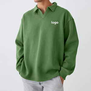 Sudaderas baratas al por mayor para hombre, con cuello en V, manga larga, estilo casual de otoño, corte regular, de algodón liso. - Product Image 4