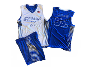 Ensemble de maillots de basket-ball personnalisés pour hommes, logo imprimé par sublimation, séchage rapide, respirant, polyester, sans manches, col en V, taille élastique, équipe - Product Image 3