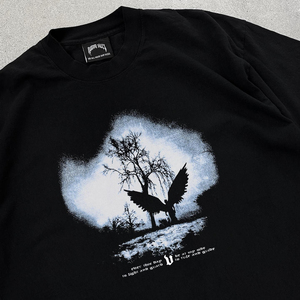 Camiseta con gráfico de calavera con púas Human Vices, negra, Oversized Records, Healing Pain Since 2018, camiseta desgastada, unisex - Product Image 3