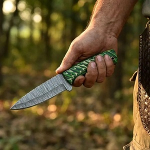 Couteau de chasse de poche à lame droite, motif Damas, fait main sur mesure, EDC, prêt pour FBA, survie en extérieur, dépecage, bushcraft - Product Image 5