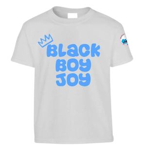 Men's <b>White</b> Black Boy Joy Graphic T Shirt with Blue Crown Lettering Short Sleeve Crew Neck Casual Cotton <b>Tee</b> Everyday Fashion - Product Image 1