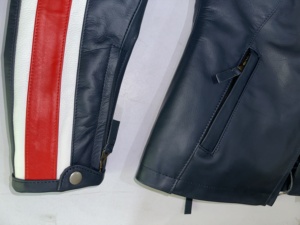 Women Motorcycle Leather <b>Jacket</b> <b>Racing</b> Wear Zip up Biker Coat with Stripe Sleeve Pocket Design All Seasons Motorcycle Riding - Product Image 5