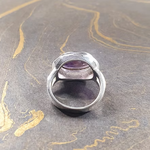 แหวนเงินแท้ 925 ประดับอเมทิสต์ ดีไซน์แฮนด์เมด ทันสมัย เหมาะสำหรับทั้งชายและหญิง น้ำหนัก 6.6 กรัม ขายดีที่สุดสำหรับใส่ทุกวัน - Product Image 4