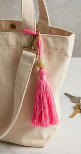 Pink Fabric <b>Tassel</b> With Bead Hanging Decor Bohemian Style Indoor Home Decor Living Room Accessory - Product Image 3