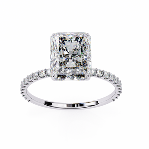 3.00ct Radiant Cut E VVS Lab Grown Diamond IGI Certified 10K Solid White Gold Trendy <b>Solitaire</b> Engagement <b>Ring</b> - Product Image 3