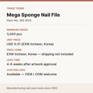 Lime à ongles coréenne Mega Sponge 80/100 Grit conique, logo personnalisé OEM pour salon, vente en gros - Product Image 5