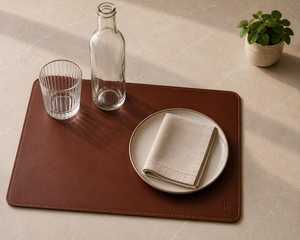 Napperons de table en cuir véritable Elite Design, imperméables et résistants à l'huile, pour salles de banquet de luxe LPM-0016B - Product Image 2