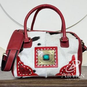 Sac fourre-tout élégant en cuir de vachette pleine fleur, fait main, de qualité supérieure, pour femme, style western, taille moyenne, modèle Speedy - Product Image 1