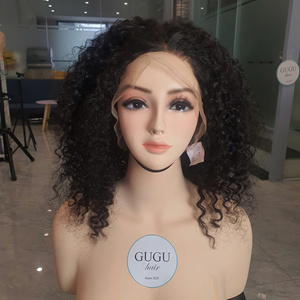 Natural Color <b>Long</b> Big Bouncy Fluffy Kinky Curly <b>Wig</b> for Women Bangs Soft Heat Resistant Virgin Vietnamese Synthetic for Lace - Product Image 1