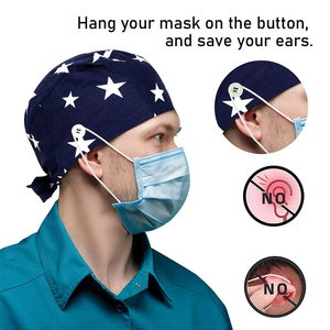 Unisex Custom Nurse Hats Adjustable Doctor Working Nurse <b>Scrub</b> <b>Caps</b> Hospital Cotton Print <b>Cap</b> With Button - Product Image 4