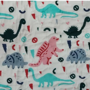 Premium Jaipur Hand Block Printed Baby Quilt <b>set</b> Dinosaur Print Eco-Friendly Soft 100% Cotton Reversible 200TC Travel & Nursery - Product Image 4