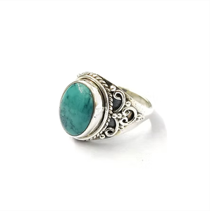 Minimalist Unisex <b>Turquoise</b> Gemstone <b>Ring</b> in 925 Silver with Oval Shape-for Everyday Wear & Gifts - Product Image 2