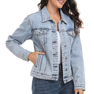Premium Women's Denim Jacket Casual Winter Waterproof Breathable Cotton <b>Button</b>-Up <b>Coat</b> 100% Cotton Premium Women's Denim Jacket - Product Image 1