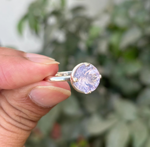Lavender <b>Quartz</b> <b>Ring</b> Sterling Silver Round Cut Solitaire Handmade Gemstone Jewelry Minimalist Elegant Women <b>Ring</b> - Product Image 2