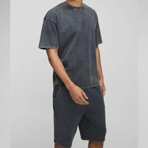 Conjunto de 2 Piezas para Hombre, Camisa y Pantalones Cortos de Secado Rápido, 100% Algodón, Estilo Casual de Verano, Color Sólido, Servicio OEM con Logotipo Personalizado, Lavado Ácido - Product Image 4