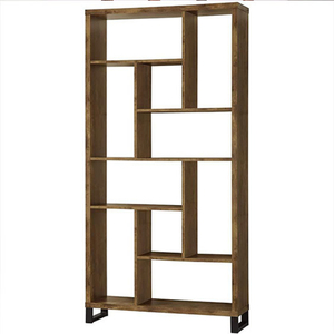 Bibliothèque autoportante extensible en bois massif de style industriel moderne, 4 étagères, étagère à compartiments, sans dossier, pour salon, bureau à domicile - Product Image 2