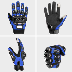 Gants de moto pour homme en cuir véritable, compatibles écran tactile, doigts entiers, sangle de poignet réglable, durables, coupe-vent, personnalisables, pour adulte - Product Image 6