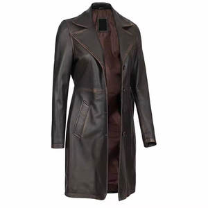 Abrigo Largo de Cuero para Mujer de Alta Calidad, Elegante Abrigo de Invierno con Forro de Poliéster Suave, Personalizado - Product Image 1