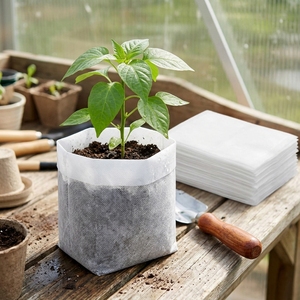 Sac de culture en tissu non tissé de qualité export pour la culture hydroponique, les pépinières, les serres et l'horticulture, avec copeaux de coco et fibres de coco - Product Image 1