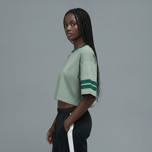 Wholesale Oversized Fit Fashionable Athletic Soft Crop <b>Top</b> T-Shirt for Women's O-Neck Plain Blank 100% Cotton baggy ladies tee - Product Image 6