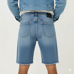 OEM/ODM Pantalones Cortos de Mezclilla para Hombre, 100% Algodón, 14 OZ, con Dobladillo sin Rematar, Lavado Vintage, Cierre de Botones, Estilo Hip Hop, Venta Caliente - Product Image 3