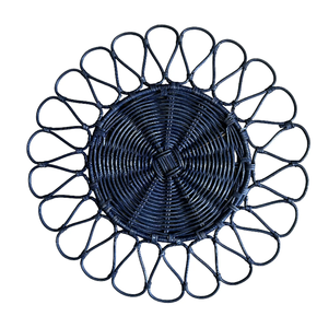 Nouvelle assiette de présentation en rotin pour table à manger, design minimaliste, gris et bleu, tapis de table tissé en rotin - Product Image 5