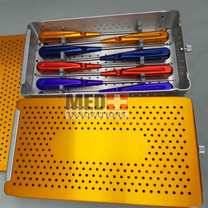 Ensemble d'instruments chirurgicaux de base Curettes cervicales manuelles pour colonne vertébrale et arc-en-ciel avec poignée de couleur 8 boîtes de stérilisation - Product Image 5