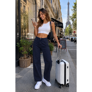 Jeans de Mujer Resistentes a Desgarros, Cómodos y Transpirables, Corte Boyfriend de Cintura Media, Pantalones Holgados de Mezclilla Tejida, Talla XS - Product Image 1