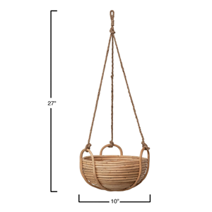 Elegante maceta colgante de ratán tejida a mano, cesta de flores colgante transpirable para decoración de patio trasero, terraza y pasillo, procedente de Vietnam. - Product Image 2