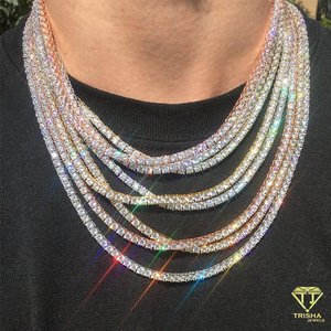 Elegant Cluster Link Tennis Necklace With Round Stone Set Beads Chic Luxe Statement <b>Chain</b> Jewelry For Women and <b>Men</b> Wholesale - Product Image 5