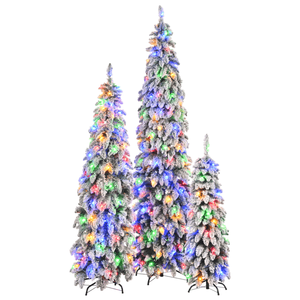 Pre-Lit 3 Set <b>Slim</b> Artificial Christmas <b>Trees</b> 8FT 6FT 4FT Self Pick-up Snow Flocking Beautiful Christmas Decorations - Product Image 4