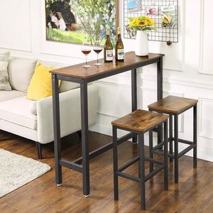 Table console rustique avec design rectangulaire de hauteur de bar, table de canapé vintage pour salon, espace étroit et mobilier de café - Product Image 4