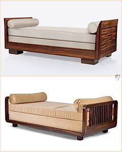 Elegant Minimalist Solid Wood Frame Daybed <b>Settee</b> with Cylindrical <b>Cushions</b> for Home Office and Bedroom Relaxation - Product Image 1