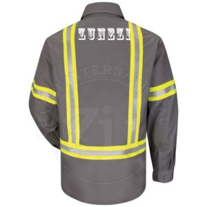 Camisa de Trabajo de Algodón 100% FR Certificada por NFPA 2112, Camisa de Trabajo Elástica de Mezclilla FR para Hombre, Manga Larga, Corte Ajustado - Product Image 6