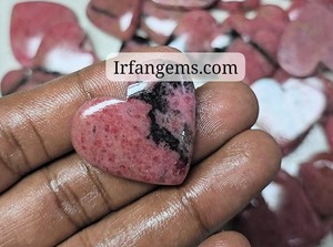 Lot de cabochons en rhodonite naturelle, pierre précieuse rhodonite rose et noire, pierre de rhodonite pour la fabrication de bijoux, cabochons polis pour bijoux - Product Image 2