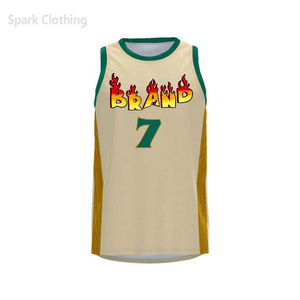 Camiseta de Baloncesto Personalizada Spark Clothing, Sin Mangas, Verde y Crema, Absorbente de Humedad, Poliéster, Unisex para Adultos - Product Image 4