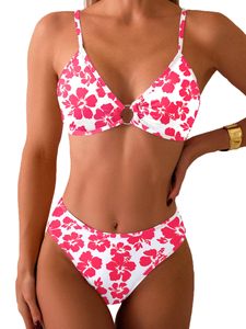 Conjuntos de bikini florales de hibisco rosa OEM personalizados. Producción B2B a granel a nivel mundial, MOQ bajo y etiquetado privado para minoristas de ropa. - Product Image 2