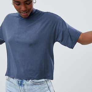 Women's Loose Fit Crew Neck T-Shirt Solid Color Short Sleeve Casual Jersey Cotton <b>Top</b> Breathable All Seasons Wear - Product Image 1