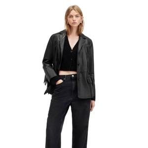 Veste en cuir frotté à la mode Veste ample de style moto à revers en cuir de vachette - Product Image 1