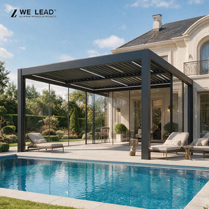 Pérgola bioclimática inteligente de aluminio con techo de lamas ajustables para un moderno espacio de vida al aire libre en el jardín. - Product Image 1