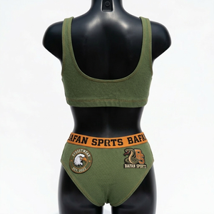 Conjunto de Bikini de Dos Piezas para Mujer, Tela Elástica de Poliéster y Spandex de 200 GSM, Color Verde Oliva, Traje de Baño con Logotipo Personalizado - Product Image 2