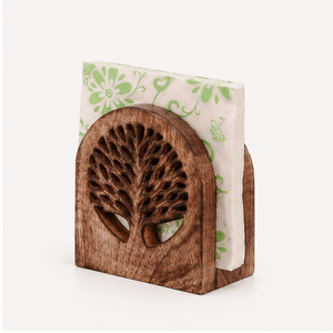 Handcrafted Tree Of Life Wooden Napkin Holder Rustic Mango Wood <b>Tissue</b> Stand For Dining Table Restaurant & Home Decor Wholesale - Product Image 4