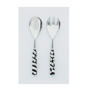 Ensemble élégant de cuillère et fourchette à salade en métal à long manche pour hôtel, restaurant, mariage et présentation de banquet - Product Image 3