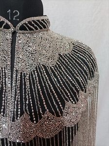 Women Hand Beaded Embellished Short Cape <b>Poncho</b> - Product Image 2