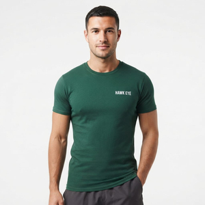 T-shirt pour homme à manches courtes, coupe ajustée, 100% coton, léger, avec broderie de logo personnalisé et impression à l'écran - Product Image 2