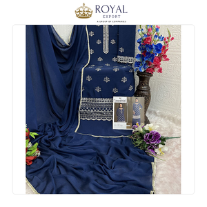 Última Moda en Ropa Pakistaní Estilo Bollywood, el Mejor Diseño en Seda Chinnon con Hermoso Bordado, Conjunto de Kurti y Plazzo - Product Image 5