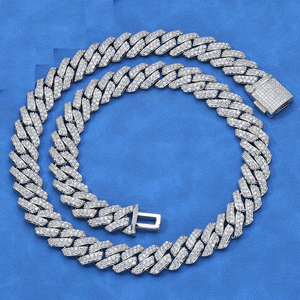 Collier chaîne cubaine de luxe en moissanite et diamant, entièrement serti, en argent, bijoux hip-hop, cadeau haut de gamme - Product Image 4